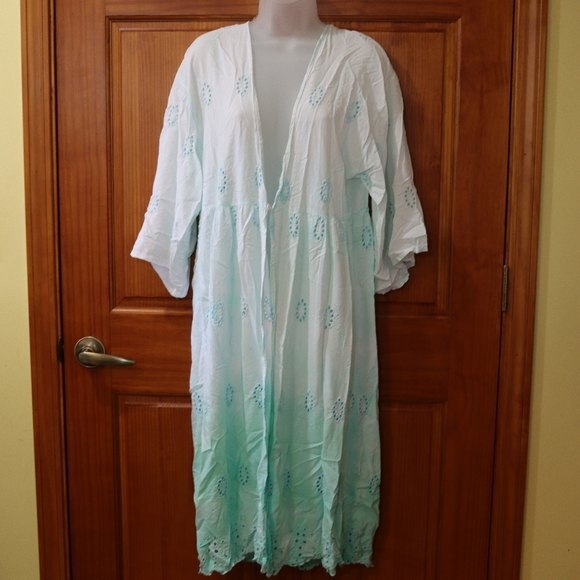 Ombre Eyelet Cover Up Mermaid Fairy Cottagecore L XL - Picture 13 of 13